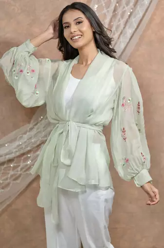 Bloomed mint with white co-ord set