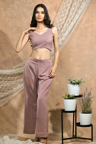 Nude crop top and pants
