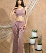 Nude crop top and pants