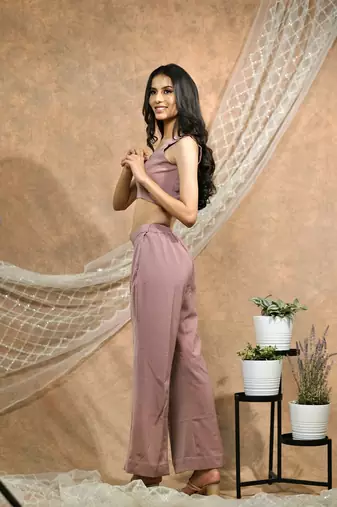 Nude crop top and pants