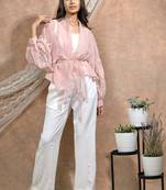 Bloomed peach with white co-ord set