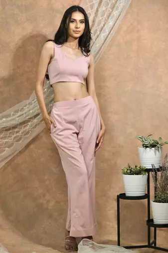 Peach crop top and pants