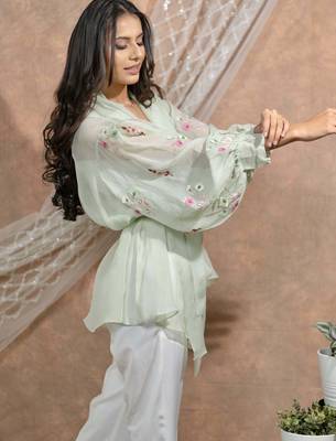 Mint embroidered jacket 1