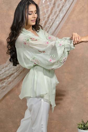 Mint embroidered jacket