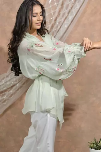 Mint embroidered jacket