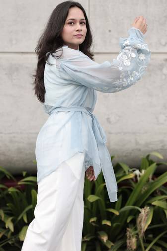 Blue  embroidered jacket