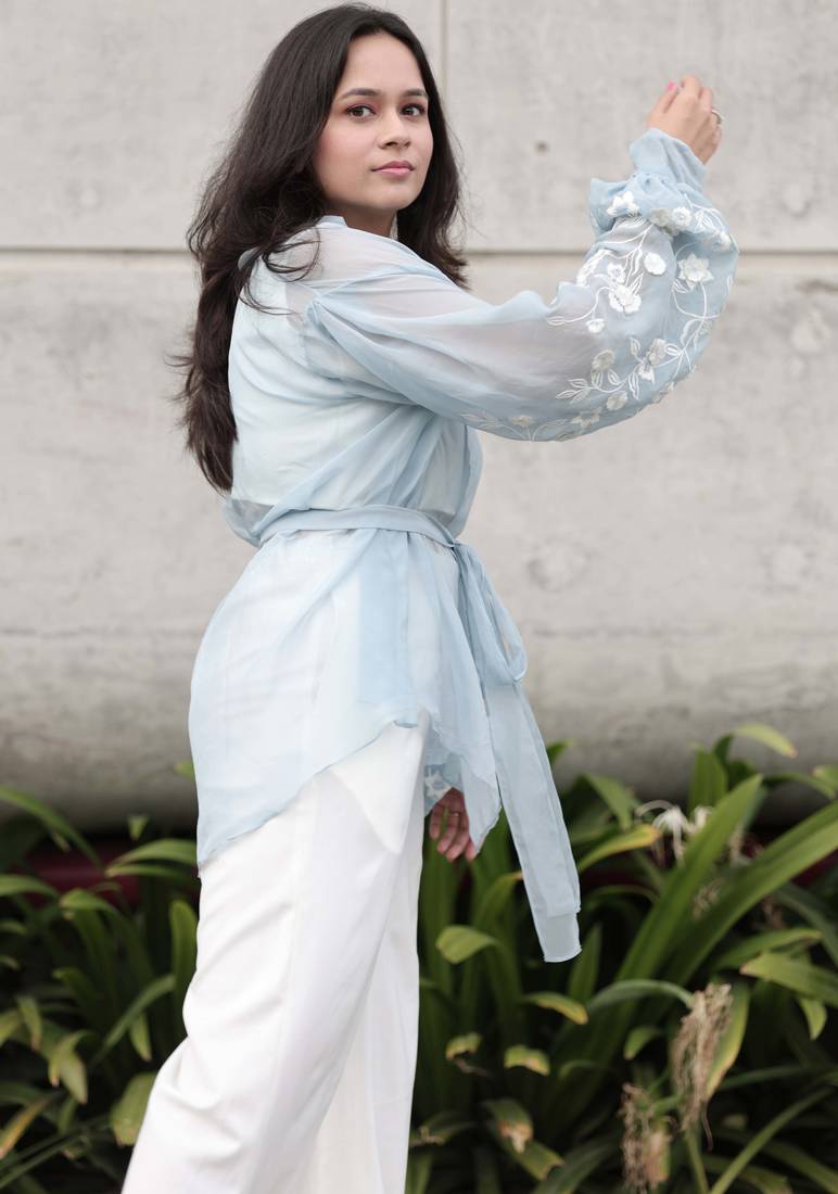 Blue  embroidered jacket