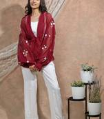 Bloomed maroon jacket with white co-ord set