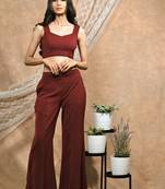 Maroon crop top and pants