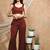 Maroon crop top and pants