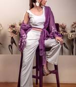 Bloomed lavender jacket with white co-ord set