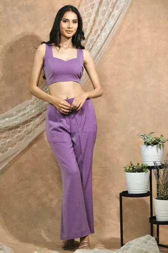 Lavender crop top and pants