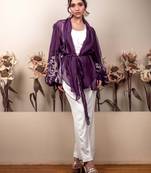 Bloomed purple jacket with white co-ord set