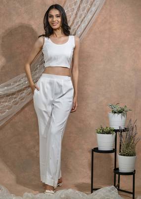 White crop top and pants 1