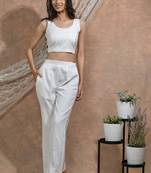 White crop top and pants