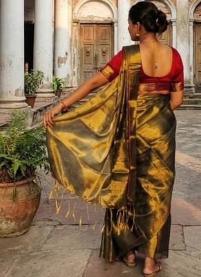  sunehri kiran gold handloom tissue saree 2