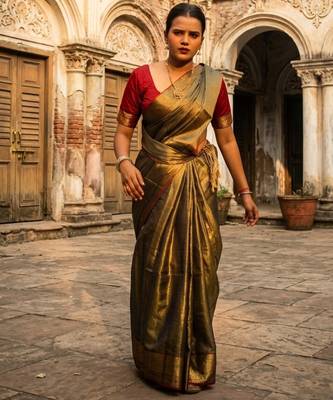  sunehri kiran gold handloom tissue saree 5