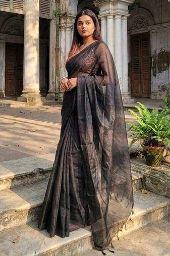  raabta black handloom tissue saree