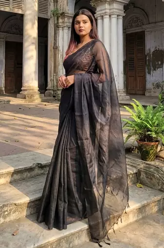  raabta black handloom tissue saree