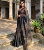 raabta black handloom tissue saree