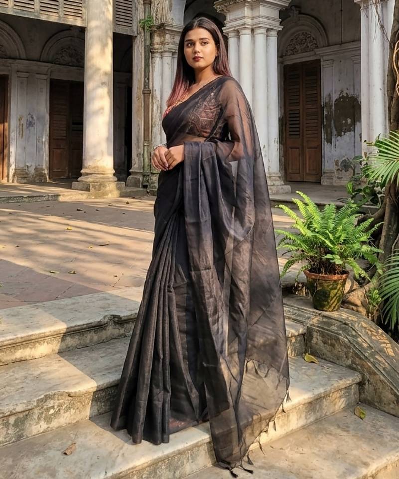  raabta black handloom tissue saree