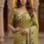 Olive Color Sober Pattern With Print Work Silk Blend Saree