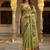 Olive Color Sober Pattern With Print Work Silk Blend Saree