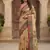 Beige Color Sober Pattern With Print Work Silk Blend Saree