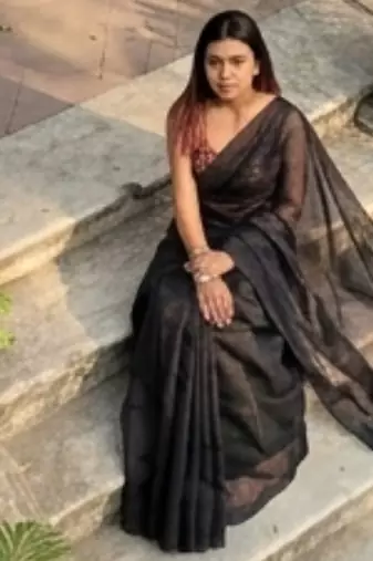  raabta black handloom tissue saree