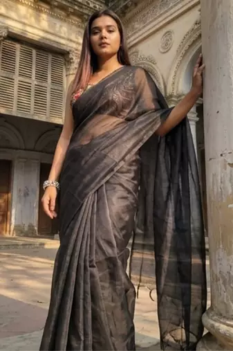  raabta black handloom tissue saree