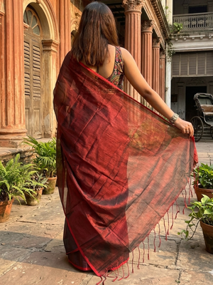 wine drizzlewine red handloom tissue saree 3