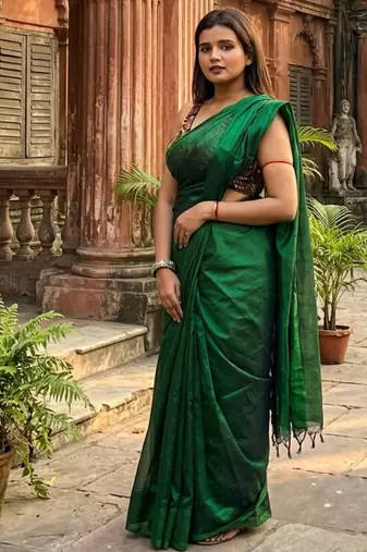  hara noor bottle green handloom tissue saree