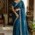 Teal blue heavy embroidered real moti with sequin embroidered zimmy choo silk bollywood saree with blouse