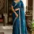 Teal blue heavy embroidered real moti with sequin embroidered zimmy choo silk bollywood saree with blouse