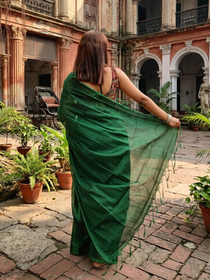  hara noor bottle green handloom tissue saree 3