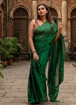  hara noor bottle green handloom tissue saree 5
