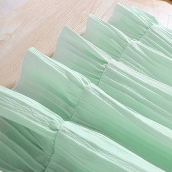 Mint green solid textured cotton sleeveless fit & flare kids dress 4