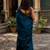  turquoise fleur turquoise blue handloom tissue saree