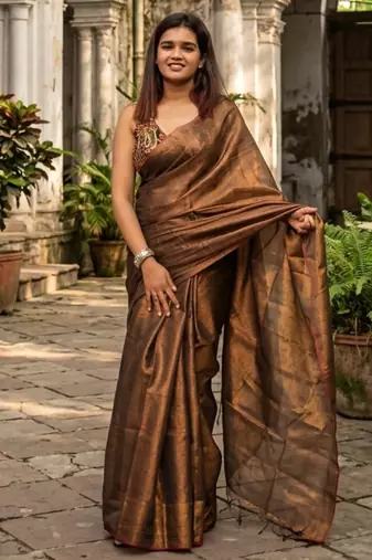  copper blossom copper handloom tissue saree