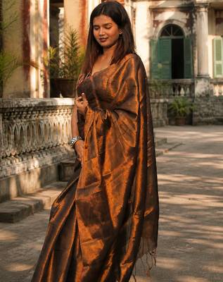  copper blossom copper handloom tissue saree 3