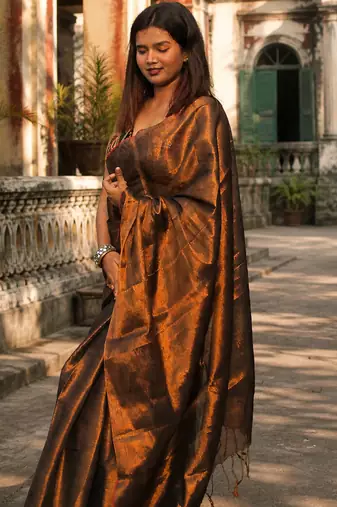  copper blossom copper handloom tissue saree