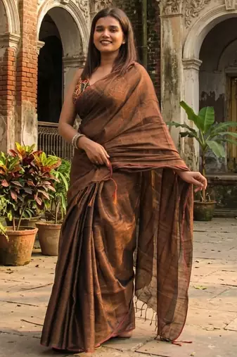  copper blossom copper handloom tissue saree