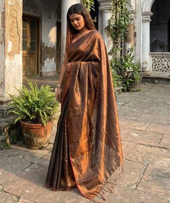  copper blossom copper handloom tissue saree 5
