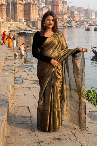  swarnika gold handloom tissue saree