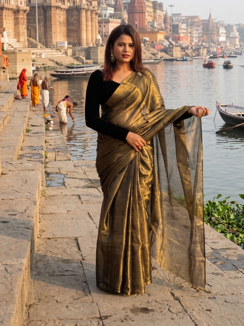  swarnika gold handloom tissue saree