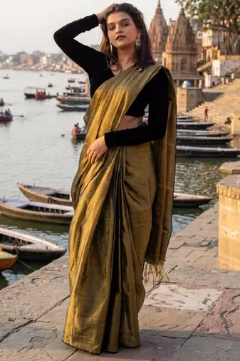  swarnika gold handloom tissue saree