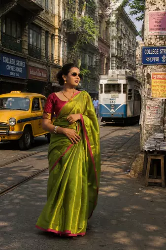  virana green handloom tissue saree