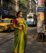 virana green handloom tissue saree