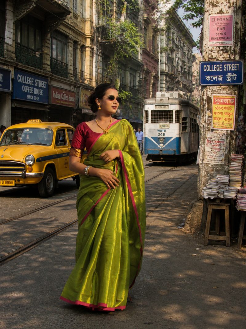  virana green handloom tissue saree