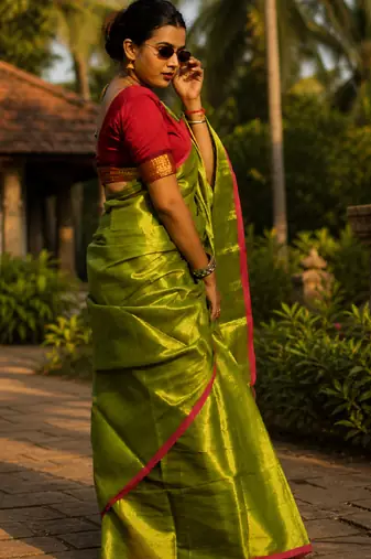  virana green handloom tissue saree